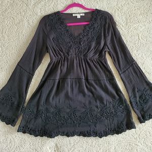 Black Eyelet Boho Tunic